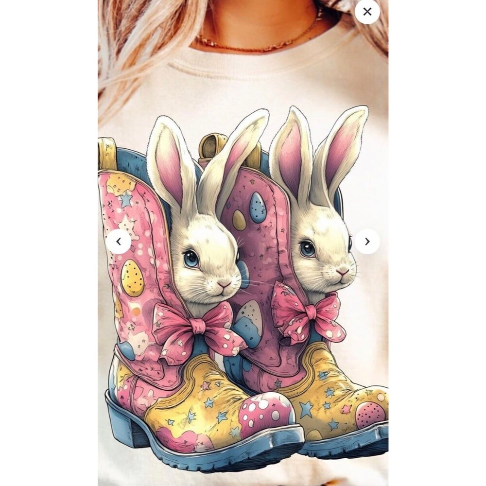 Jcoons Bunnies & boots Gildan tshirt graphic tee bunny top size large NEW cotton